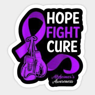 Hope Fight Cure Purple Ribbon Alzheimer's Awareness Sticker